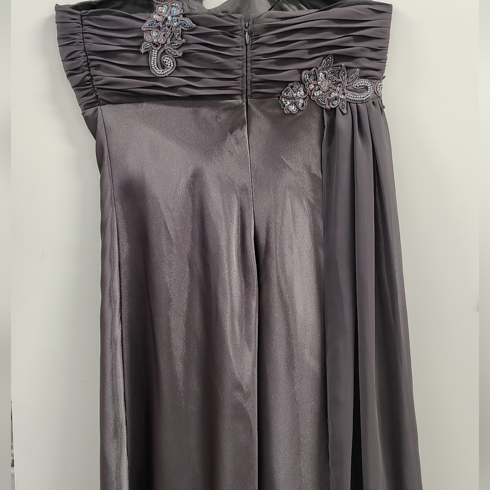 VTG Cache Embellished One Shoulder Metallic Pewter Mini Dress 6 NWOT - Picture 4 of 7